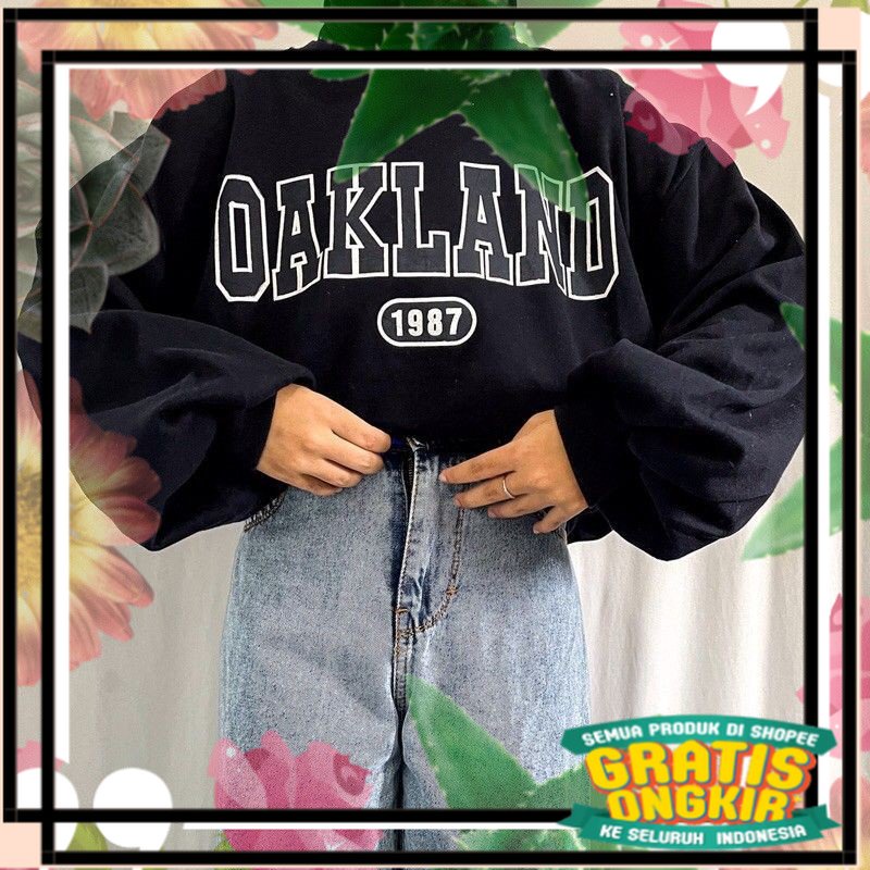 OAKLAND OVERSIZE CROP SWEATER WANITA / SWEATER OVERSIZE CROP WANITA TEBAL / imut