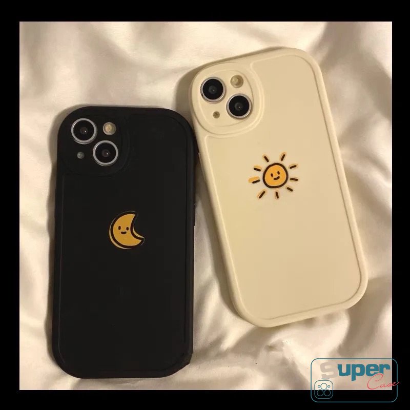 Untuk Redmi 9T 9A 12C A1 9 10C 10 9C 10A POCO F4 X3 NFC Pro M3 Redmi Note 10s 8 9 11s 10 Pro 9s 11 Pro+Mi 12 11 Warna Solid Sederhana Bulan Matahari Belakang Tpu Lembut Sarung Pasangan Kepribadian