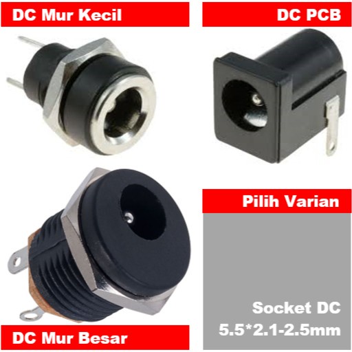 Socket DC 5.5 Adaptor Power Jack Soket Female Panel Box +Mur PCB Mount