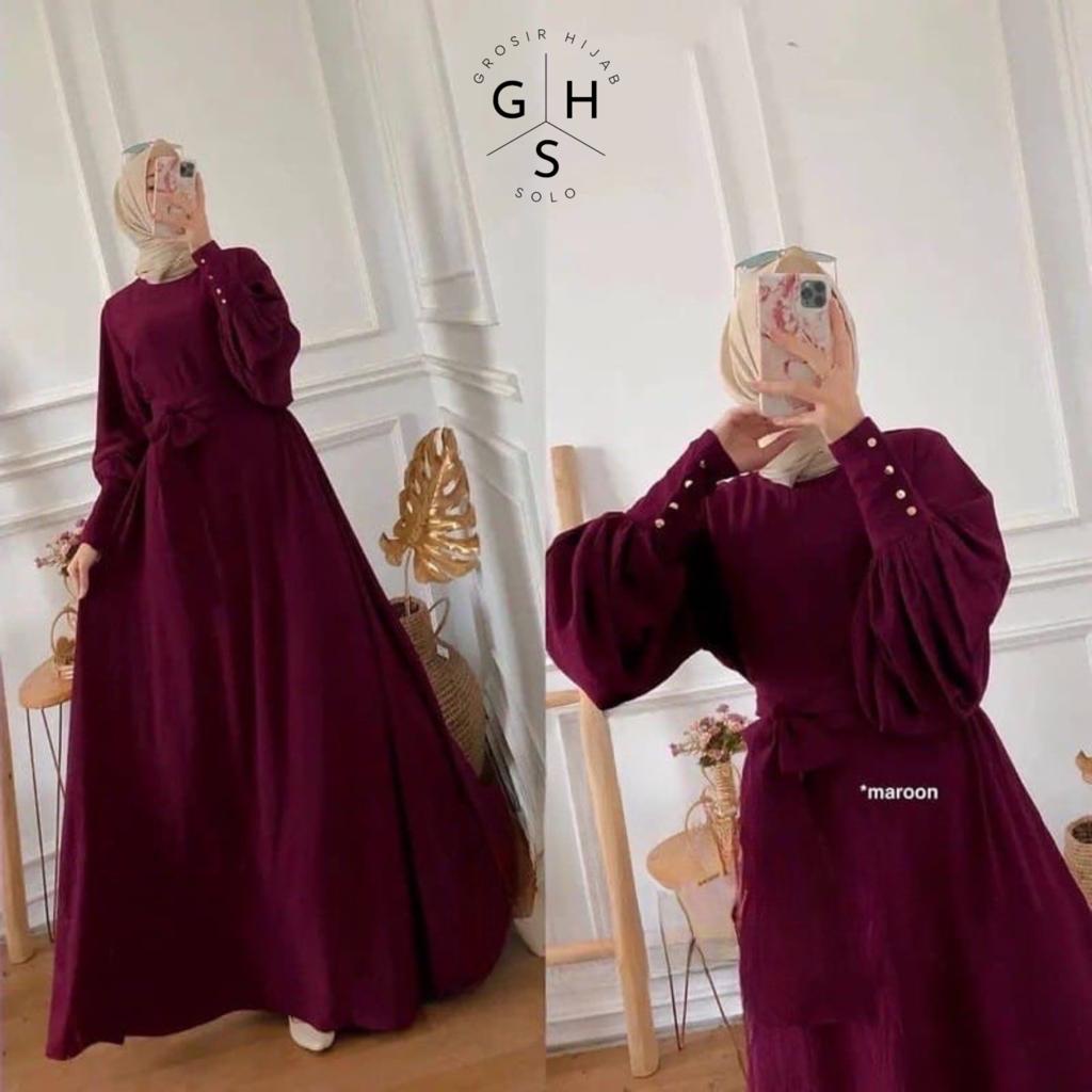 (DBY) GAMIS ORLINA LENGAN BALON DRESS WANITA CRINCLE AIRFLOW