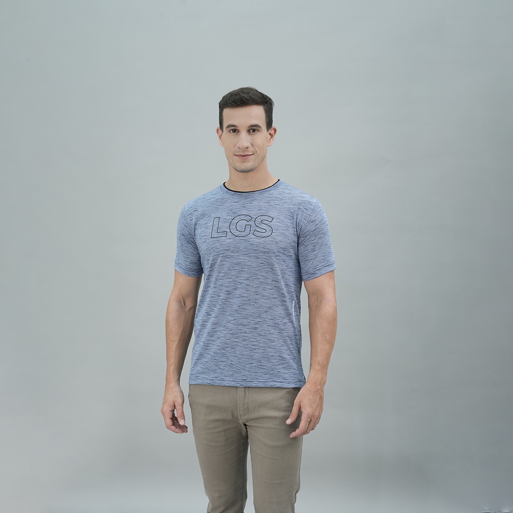 LGS - Kaos Casual Pria - Lengan Pendek - Biru Muda - Gambar Sablon - JTS.323.S3190F.01.C