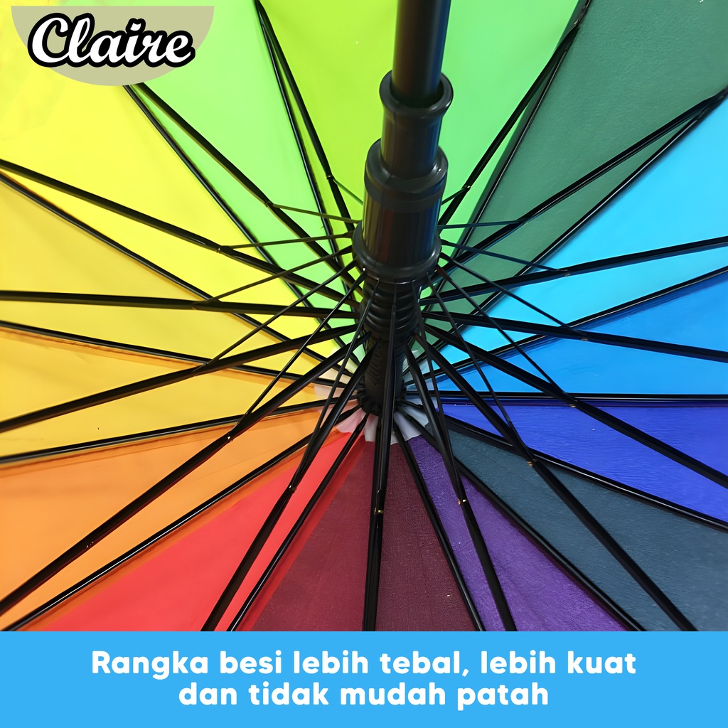 Payung Pelangi 16 Jari Rainbow Umbrella Jumbo / Payung Warna