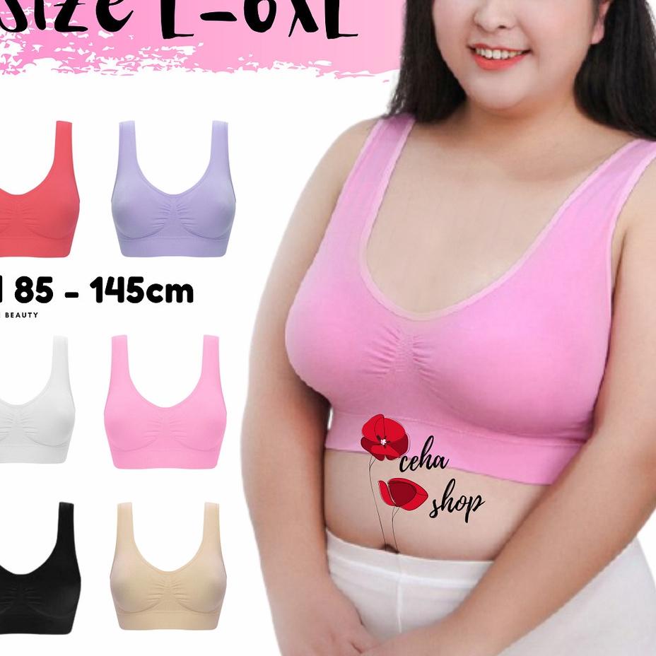 BISA ✨COD✨ L - 6XL Sport Bra Seamless BH Jumbo Olahraga Miniset Besar Bigsize Pakaian Dalam Import B