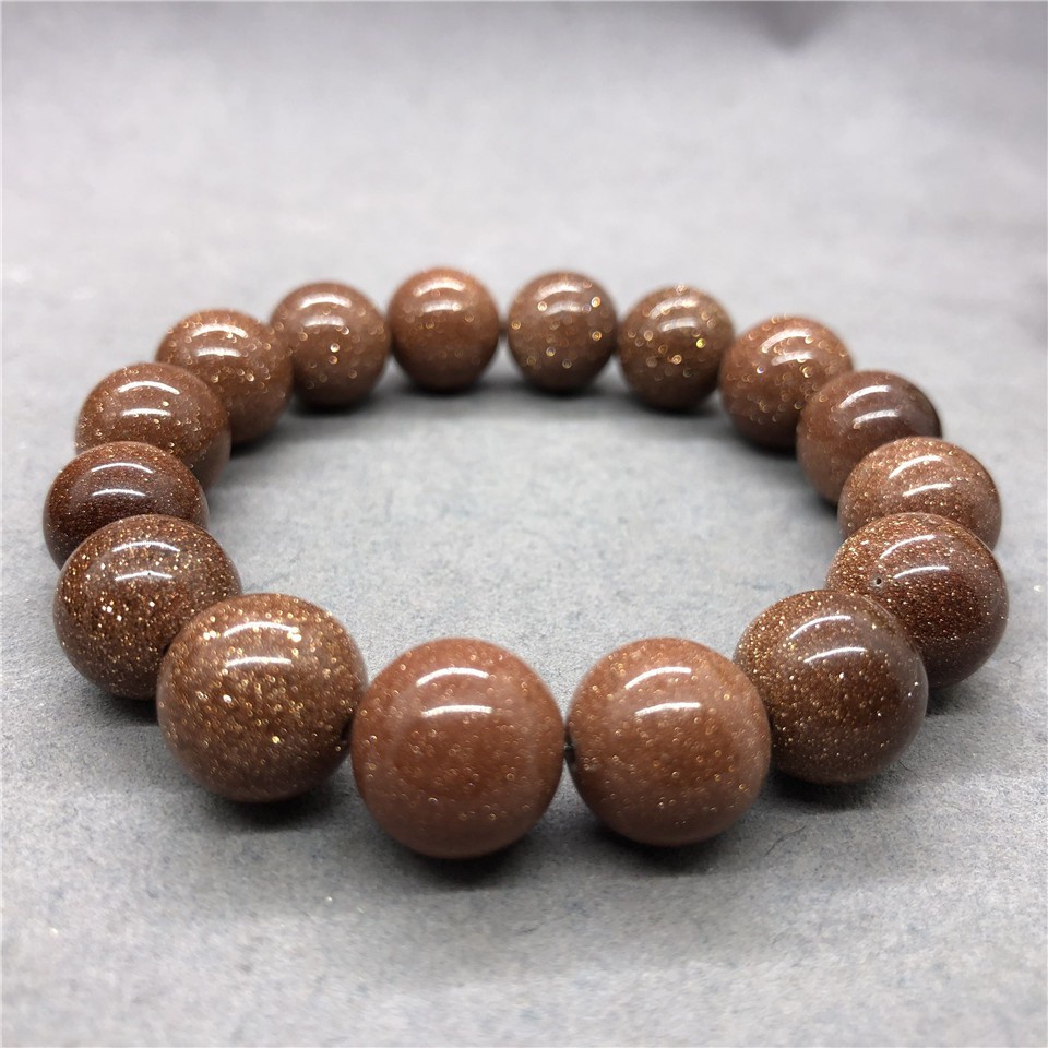 Gelang Natural Gold Sand Stone Bracelet Beads 6-12mm