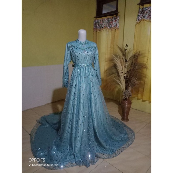 gaun pengantin full tile sequin