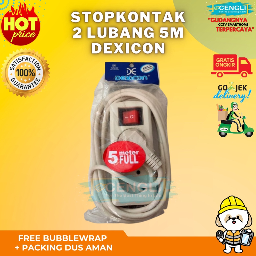 Stopkontak Dexicon 2 Lubang 5 Meter / StopKontak Plus SwItch On Off