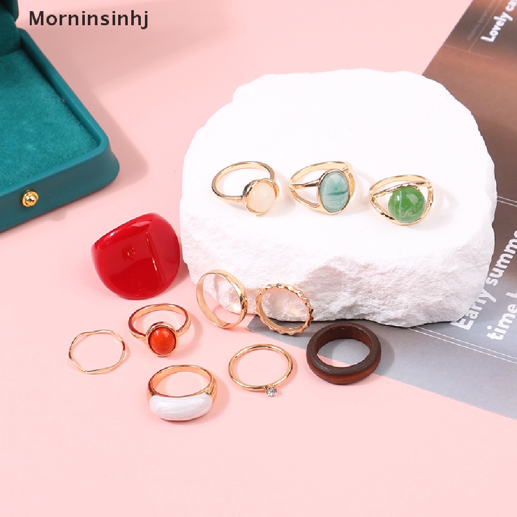 Mornin 5/6Pcs Emerald Ring Knuckle Rings Untuk Wanita Gadis Fashion Perhiasan Aksesoris Wanita Gadis Knuckle Ring Finger Rings Set Hadiah id