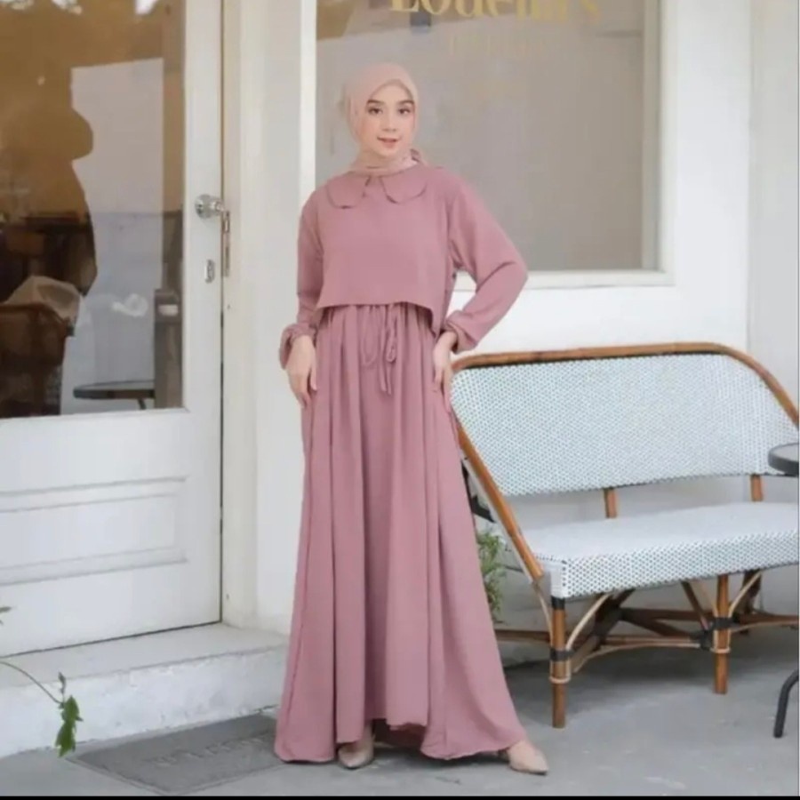 baju dress gamis wanita remaja model korean style kekinian terbaru 2023 - Maxi Nadira baju wanita 2 