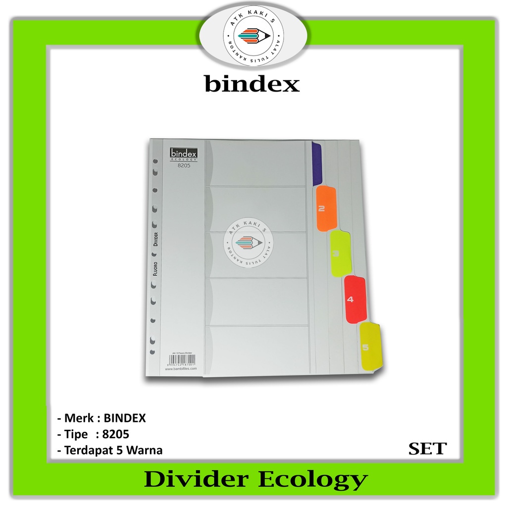 

BINDEX - Colour Divider Ecology 8205 A4 5 Warna - SET