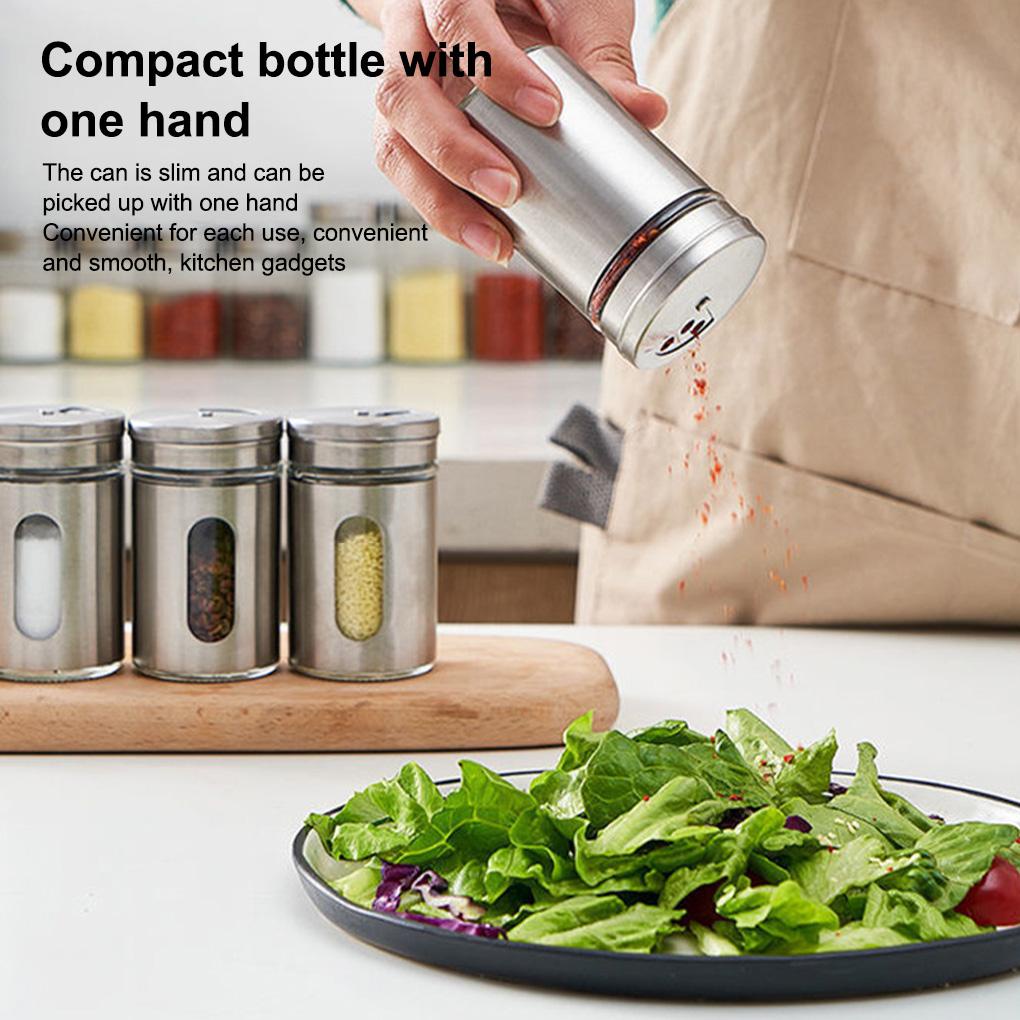 Spice Shaker Stainless Steel Merica Garam Toples Putar Tutup Botol Wadah Bubuk Bumbu Dapat Dicuci Reusable Gadget