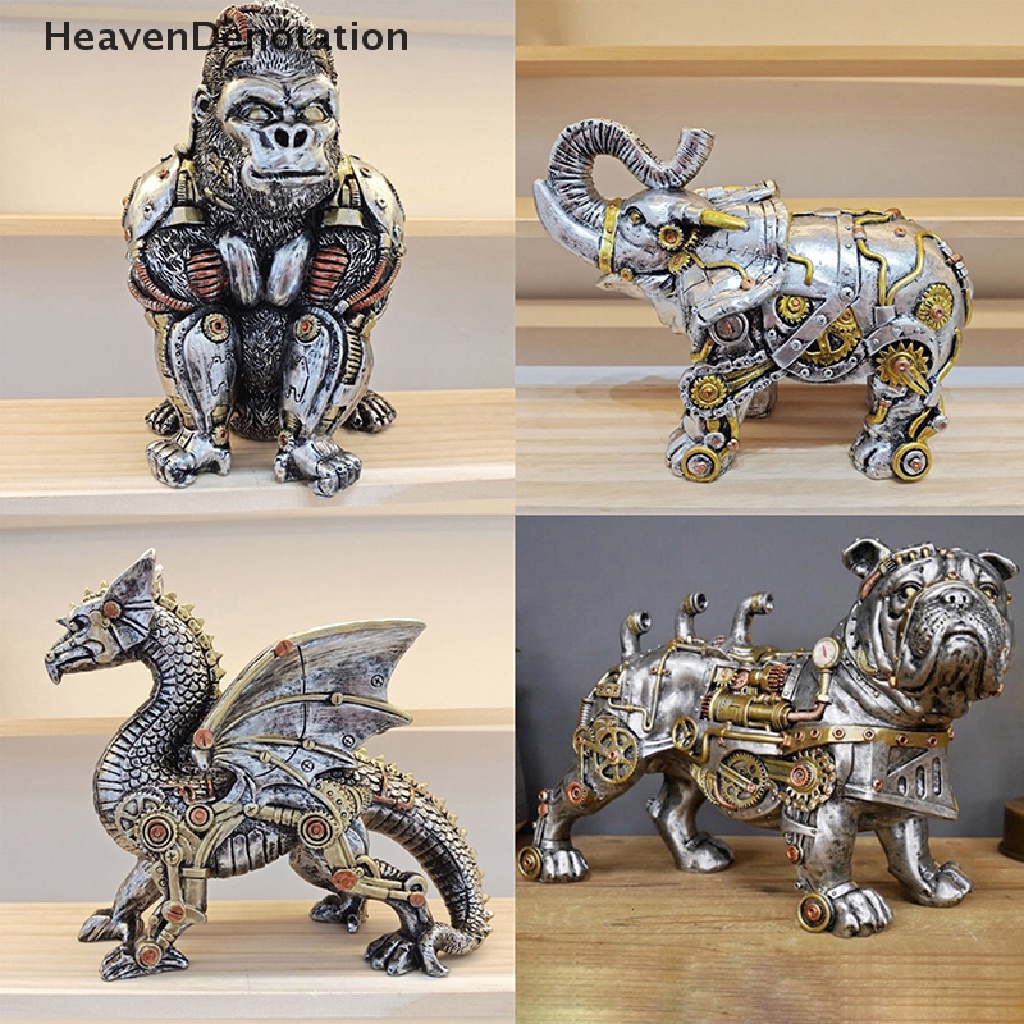 [HeavenDenotation] Mekanik Punk Dog Figure Resin Kerajinan Steampunk Bulldog Dog Resin Decor HDV