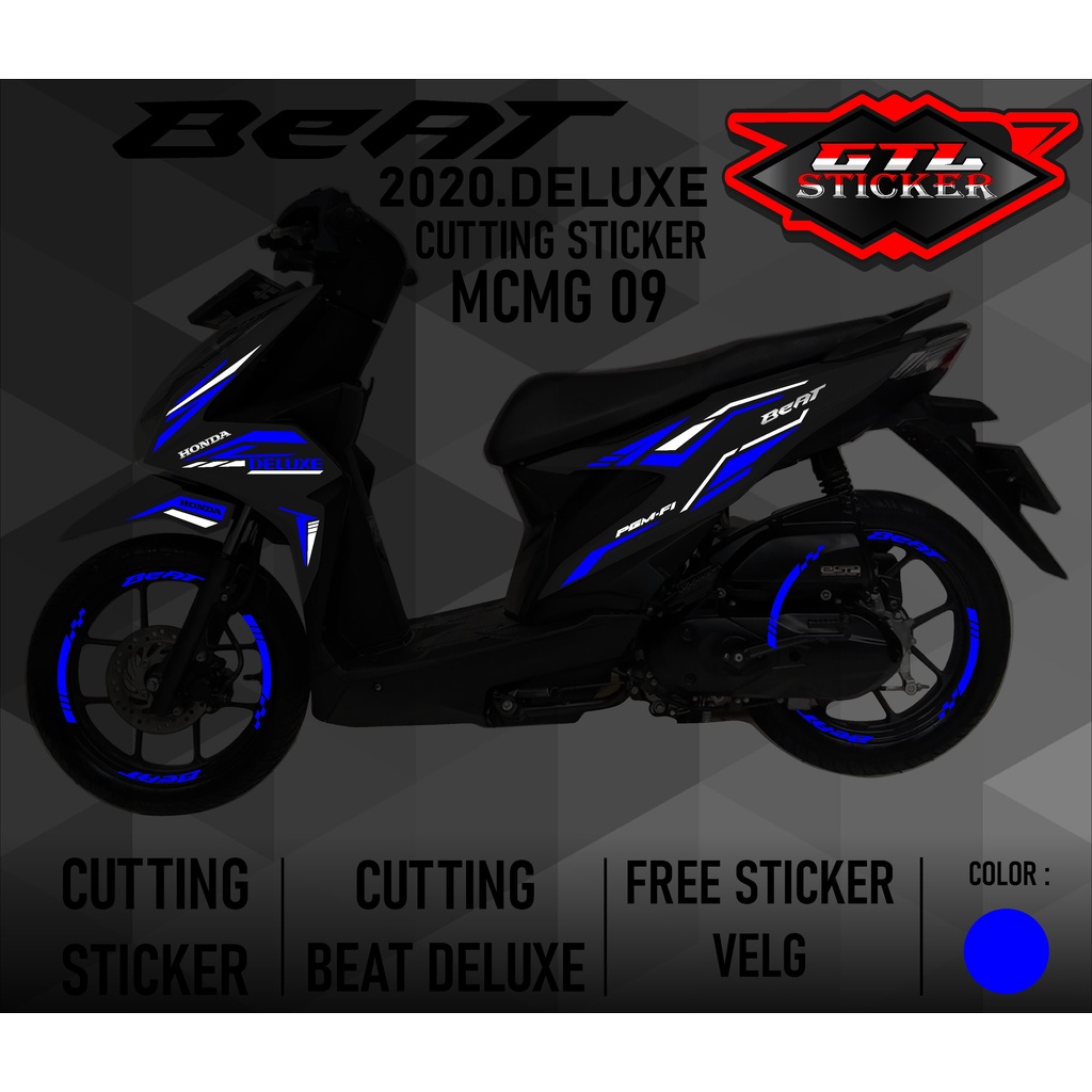 Cutting Sticker Beat  MCMG Deluxe - Aksesoris Motor Stiker Honda Beat 2020 2021 2022 Schotlite Cutting Stiker Striping Lis Variasi Beat Deluxe GTL-9