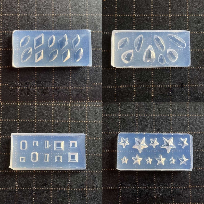 Siy 15Pcs Cetakan Silikon Ukir Kuku 3D Aneka Bentuk Segi Permata Love Mold