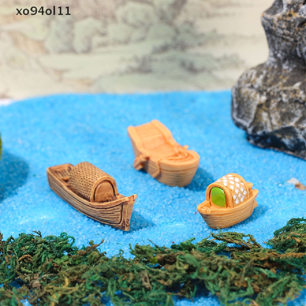 Xo Retro Patung Model Perahu Figure Mainan Kerajinan Resin Micro Hiasan Dekorasi Taman Terrariums Fish Decor Miniatur Rumah Kerajinan OL