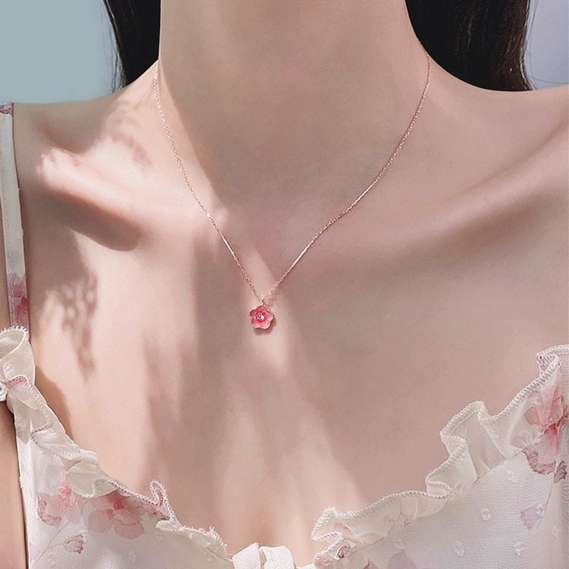 Peach Blossom Luck Pink Cherry Blossom Canggih Kalung COCOJEWELRY