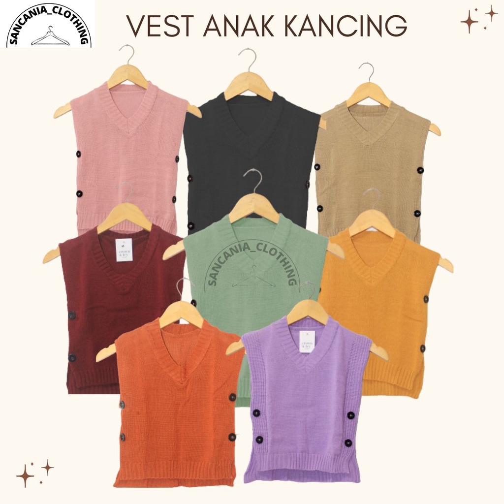 Cardigan anak perempuan terbaru Andin kancing - Vest rompi anak - Model cardigan anak perempuan - Ra