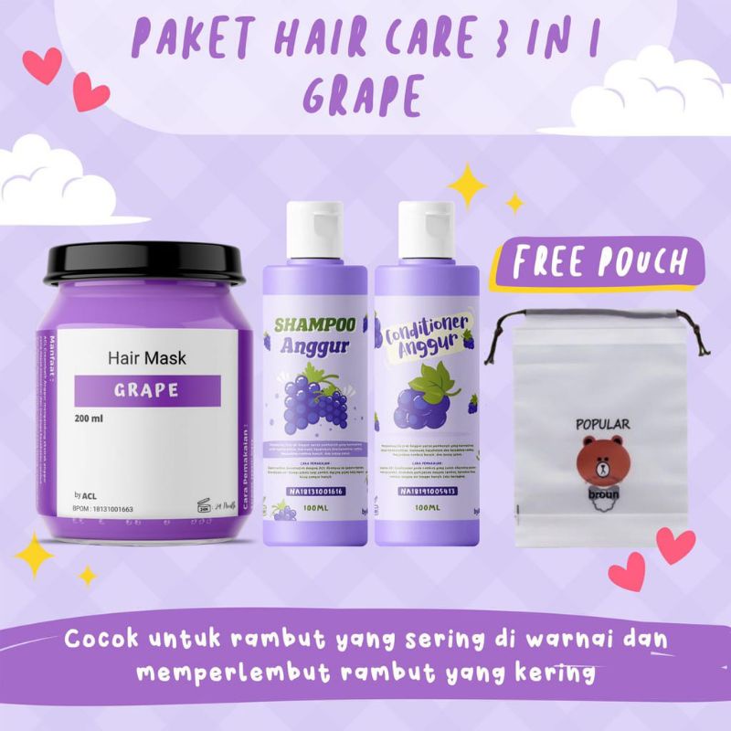 PAKET HAIR CARE ( SHAMPO , CONDITIONER , HAIR MASK) ISI 3