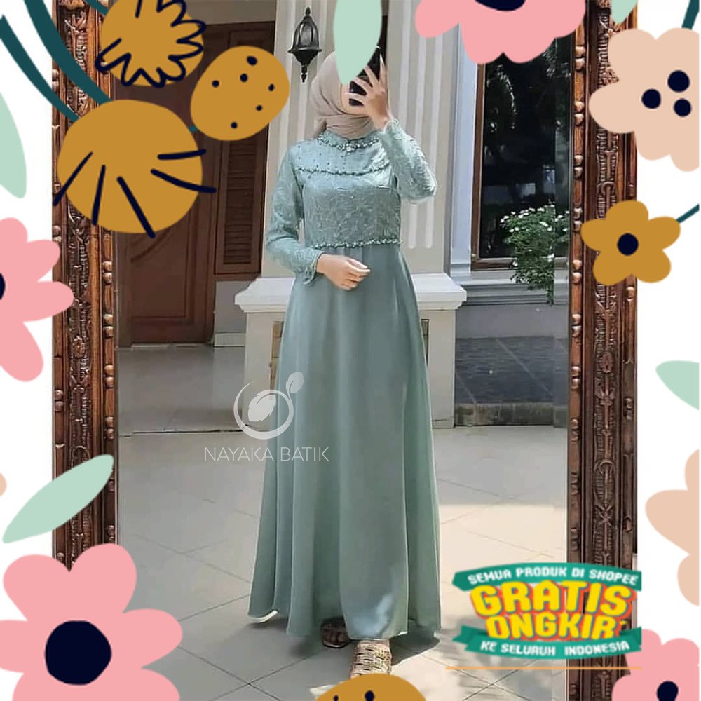 [MAXI SERIES LEBARAN] Maxi Dress Tiara Tulle Mutiara - Gamis Remaja Kekinian - Dress Pesta Kondangan