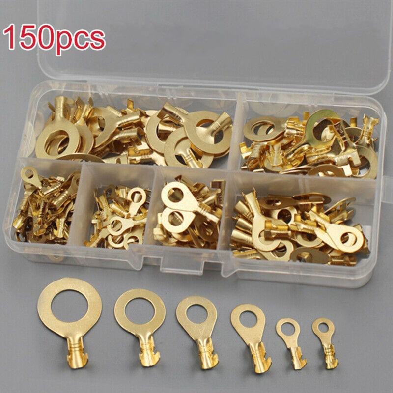 [AYBx] Baju Kaos Distro Pria Wanita Lengan Pendek 150x Crimp Tembaga Open-End Cable Lugs Ring Type Cable Wire Connector Gold Emas Non Isolasi