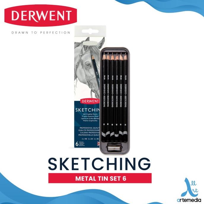 

Pensil Gambar Derwent Sketching Pencil 6 Metal Tin Drawing