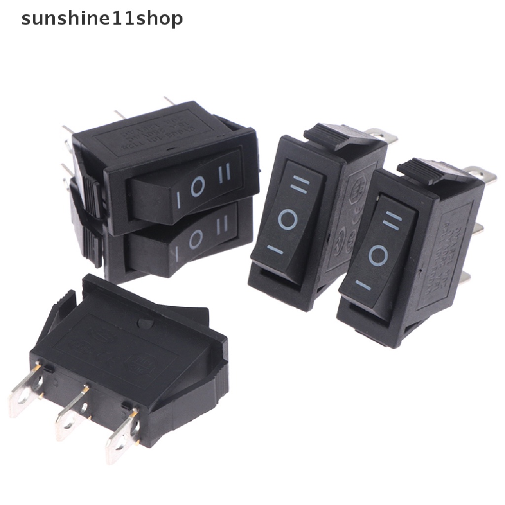 Sho 5pcs 13.5 * 31mm 3pin SPDT KCD3 ON-OFF-ON 3posisi Hitam Boat Rocker Switch N