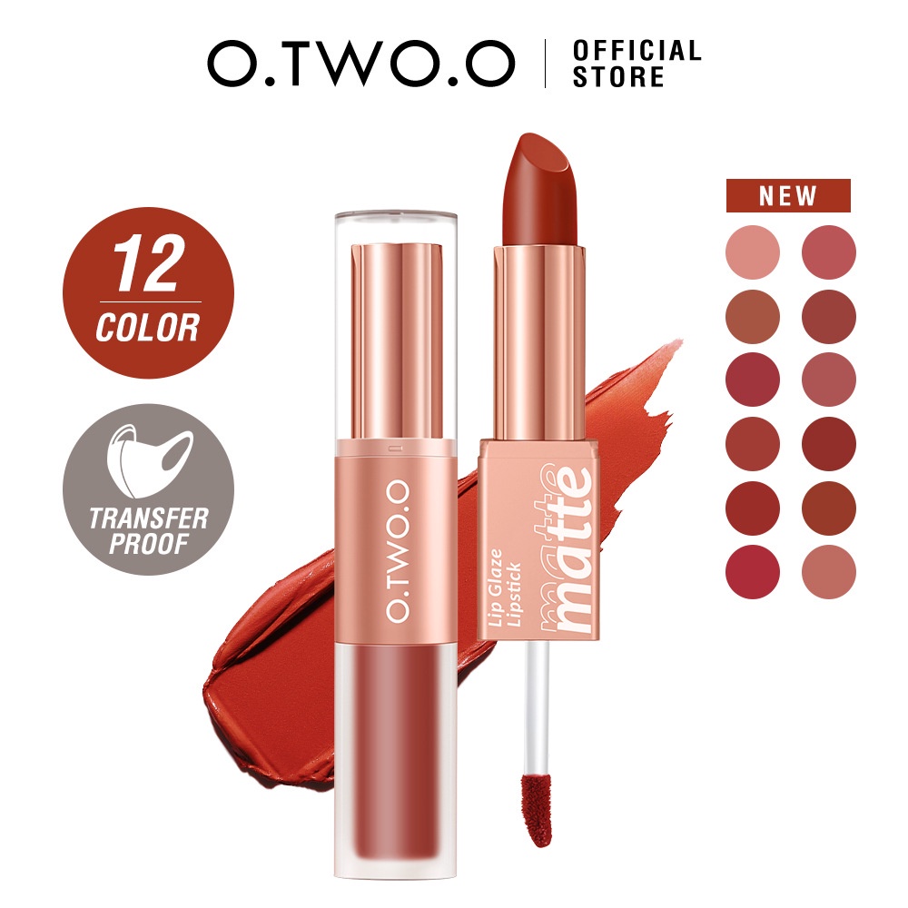 O.TWO.O LIPSTICK INTENSE COLOR DUAL-STICK 2 IN 1 LIQUID MATTE MISTY VELVET LIP TINT HIGH PIGMENT LASTING NON-CRACKING ANTI TRANSFER LIP GLAZE KODE SC036