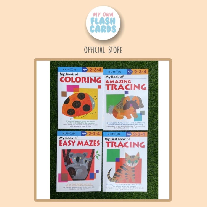 Terlaris Kumon Set Of 4 My First Book Ages 2 3 4 Coloring Tracing Mazes English