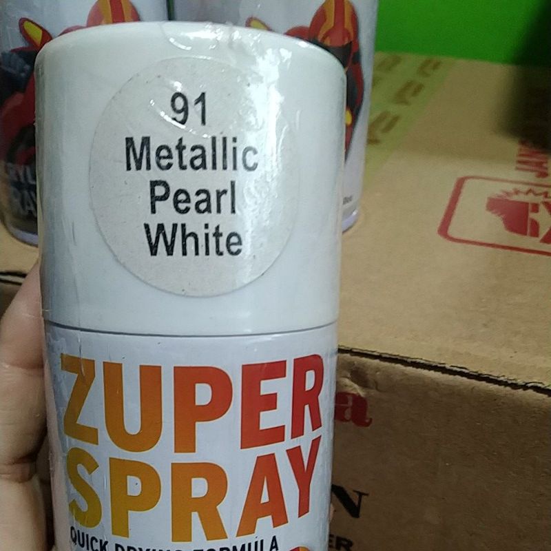 cat semprot pilok pilox zuper spray metallic pearl white 91 150cc putih metallic putih gliter