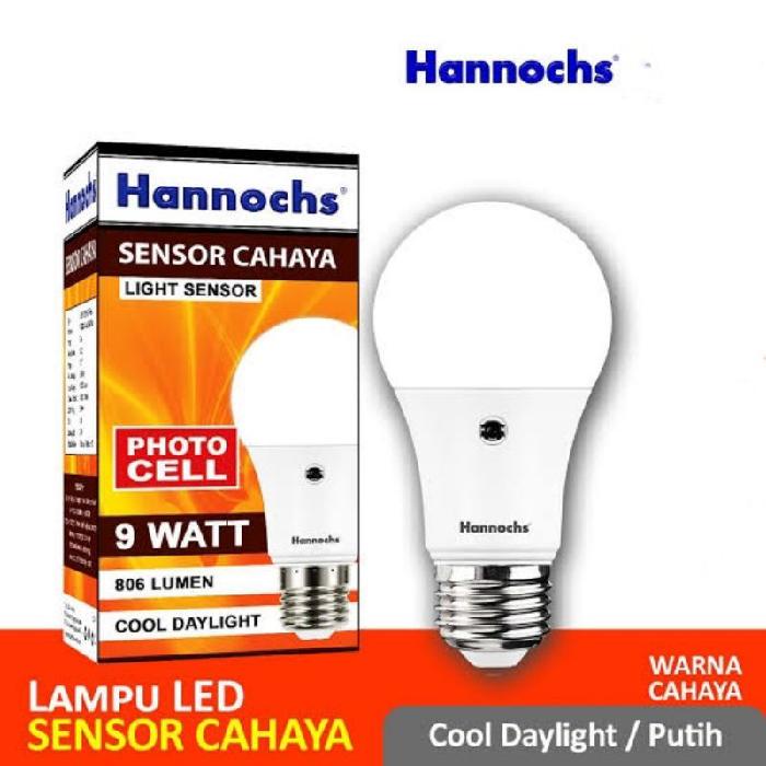 Lampu Hannochs LED Sensor Cahaya 6W - 9W - 11W Cahaya Putih