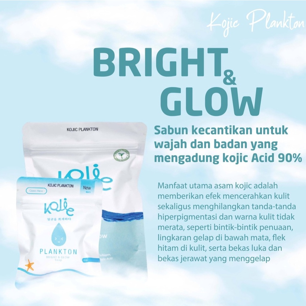 KOJIC PLANKTON BRIGHT &amp; GLOW SOAP 40g - BPOM - SABUN WAJAH SABUN MANDI KOJIC