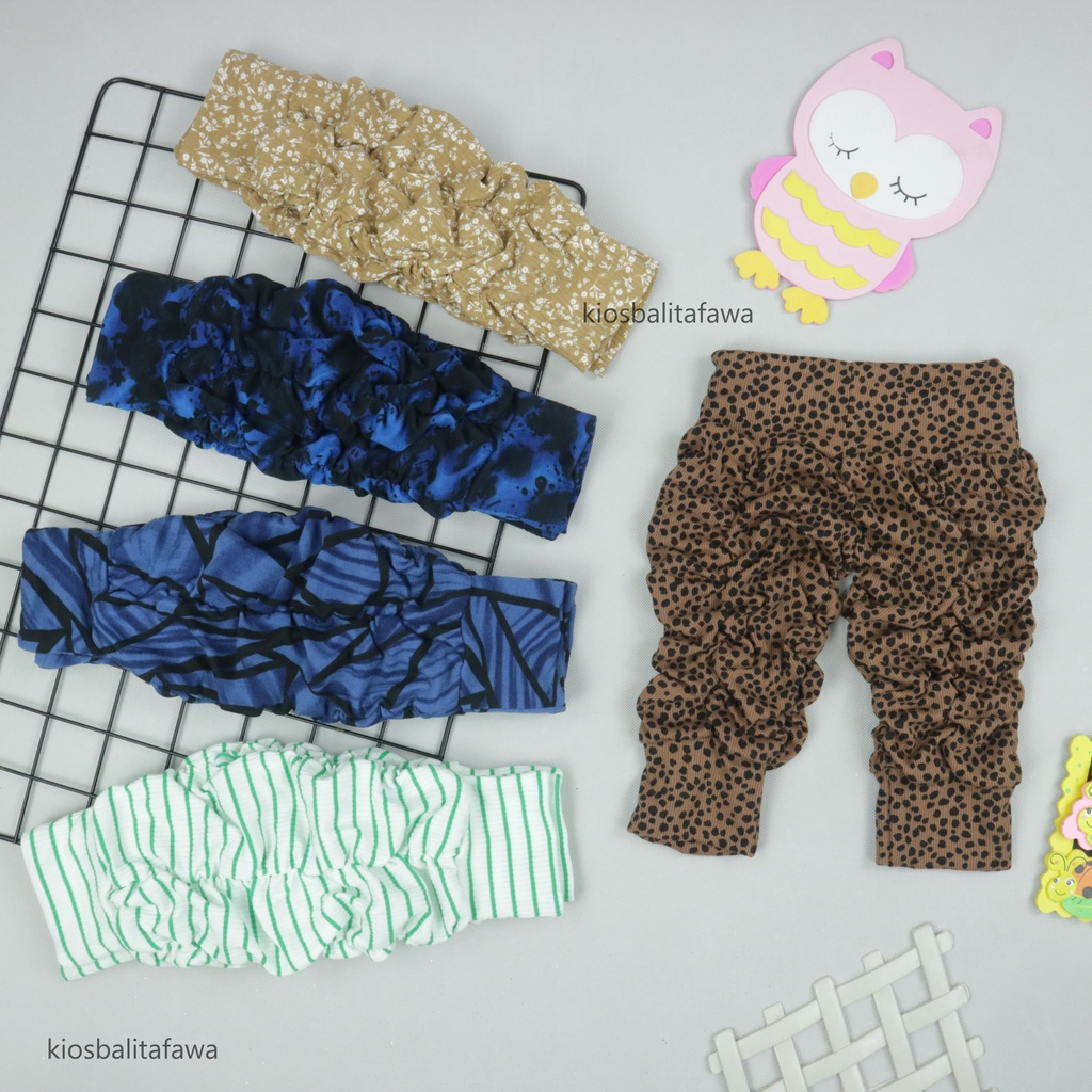 Legging Kerut Motif uk 3-12bln / Celana Anak Celana Anak Perempuan Celana Murah Legging Skinny Pants