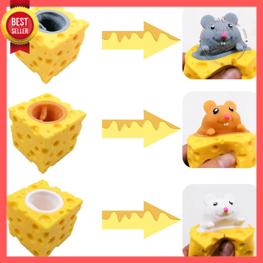 GOS -B413- Mainan Squishy Tikus Keju - Squishy Karet Silikon - Mainan Squishy Pencet - Tikus Keju Mainan Anak Karet