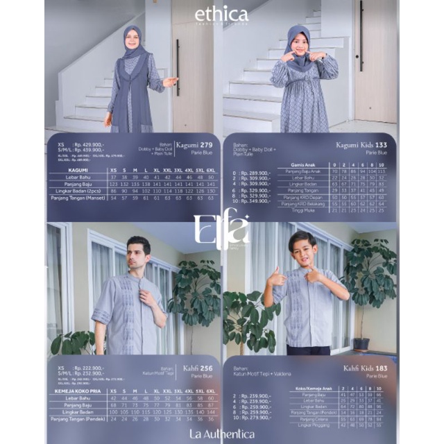 Sarimbit Ethica Elfa 278 Parie Blue Gamis Kagumi 279 Koko Kahfi 256