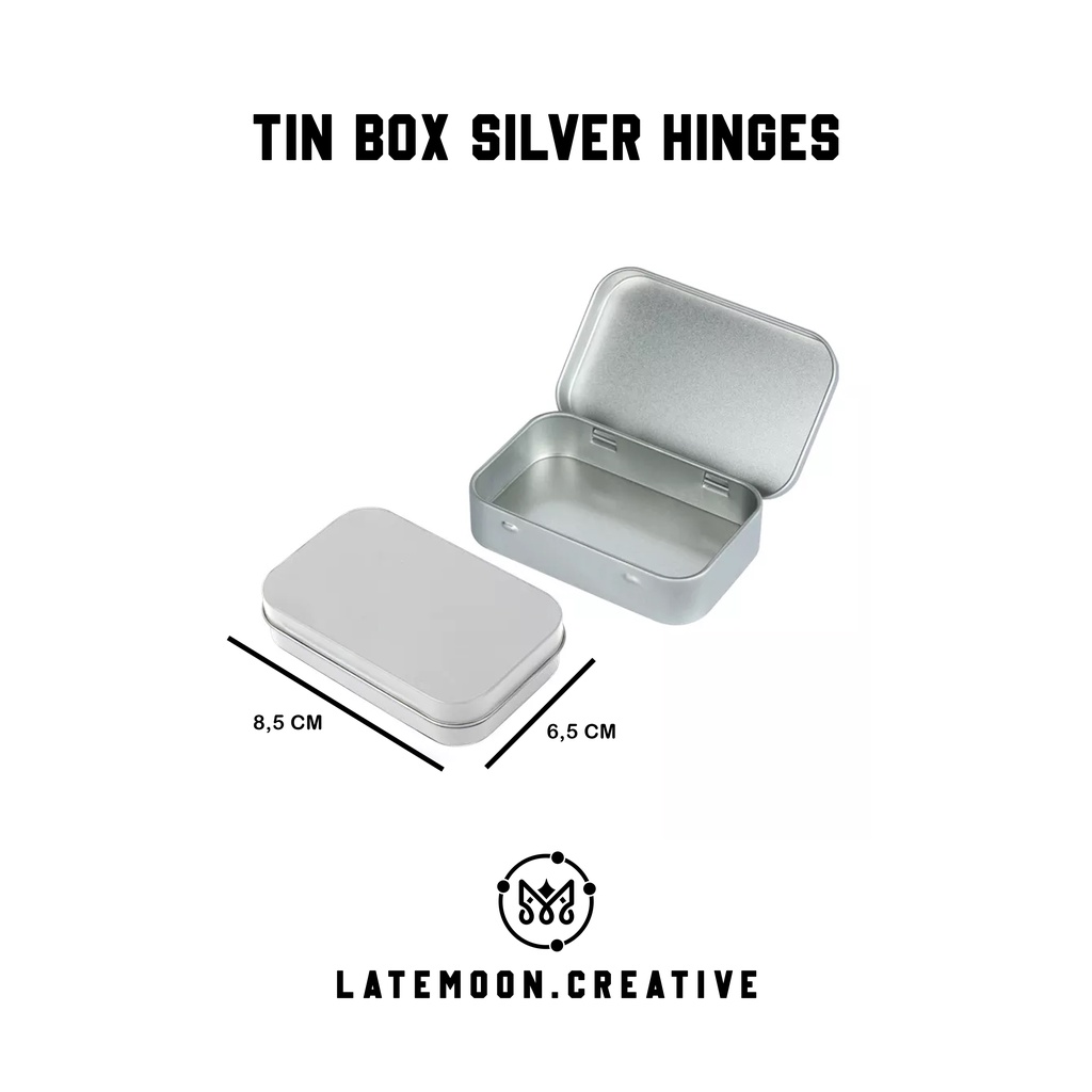 ( BISA COD ) TIN BOX SILVER HINGES POLOS UK 8,5 X 6 CM