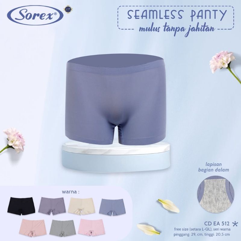 SOREX Cd Wanita Boxer Seamless Polos EA 512 Lembut Original SOREX