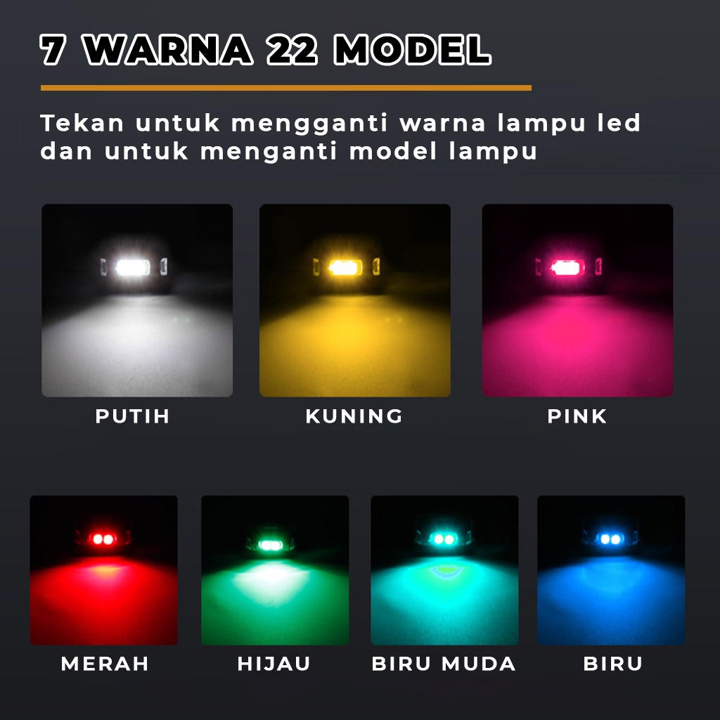 Lampu Kedip Motor Led Strobo 7 Warna Lampu Custom Mini Mobil Strobe Light USB Charger Lampu Sorot Sepeda |GROSIRXPRESS