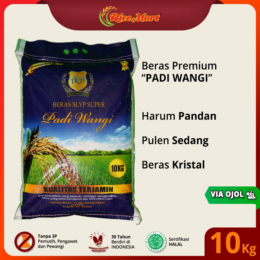 

Beras PADI WANGI 10 kg [OJOL] - Beras Premium - Harum Pandan - Pulen - Beras Kristal - Produk Indonesia