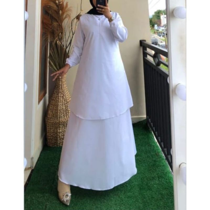 Gamis Malaysia Putih Bersih Busui friendly Katun Toyobo Premium