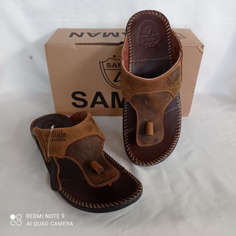 SANDAL KULIT PRIA SAMAN ORIGINAL BAHAN KULIT SAPI ALL MODEL SAMAN