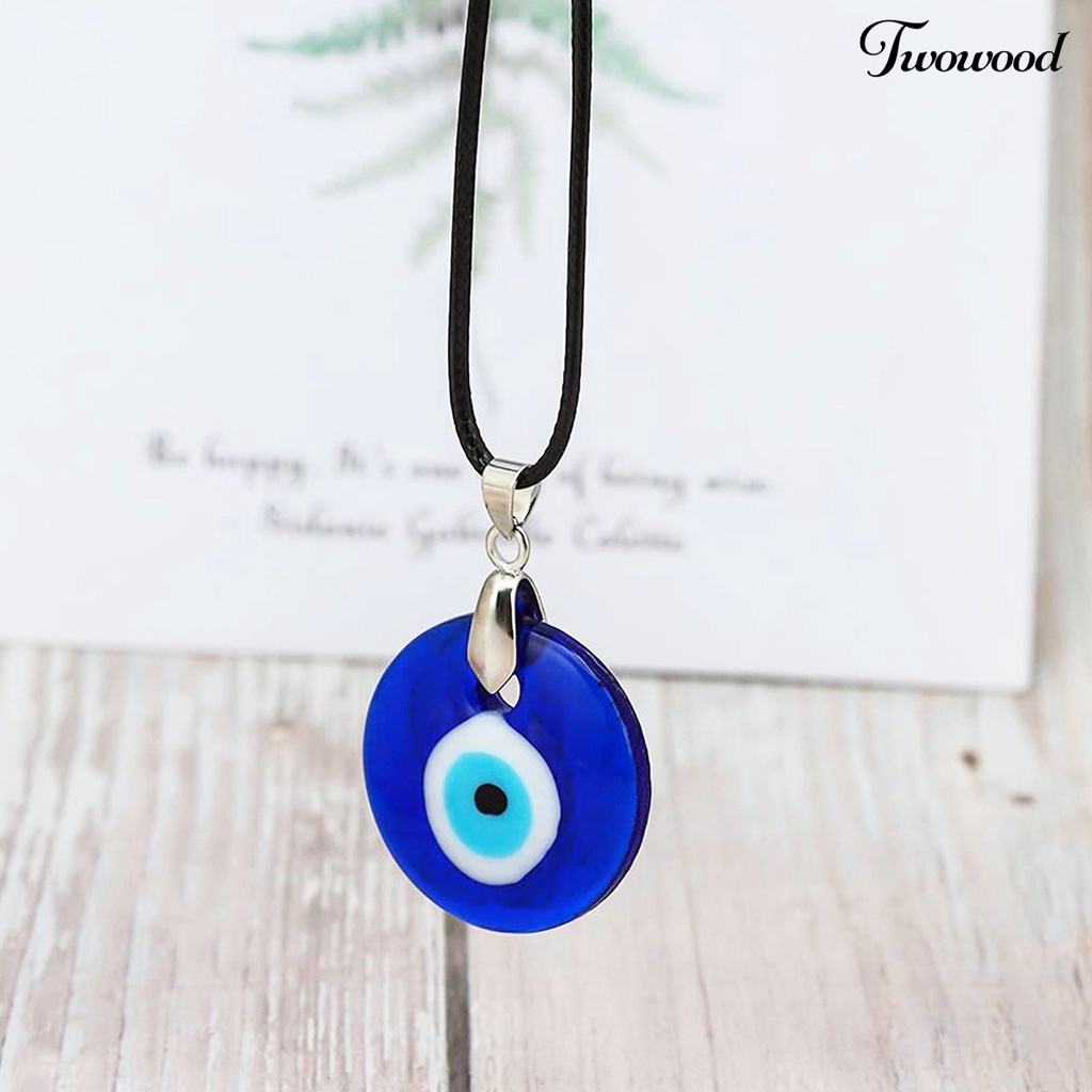 Twowood Bulat Hati Menjuntai Adjustable Faux Kulit Tali Unisex Kalung Liontin Mata Pesta Kalung Perhiasan Aksesoris