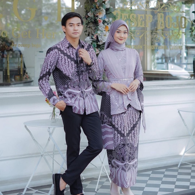 Kebaya Couple Avena Series Kebaya Modern Baju Wisuda Tunangan Lamaran Kondangan Batik Set Couple Brukat Terbaru