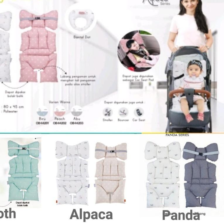 ☻ Omiland Alas Stroller / Bouncer / Car Seat + Bantal Dot Bahan Lembut Motif Alpaca, Sloth, Rainbow & Panda Series ☇
