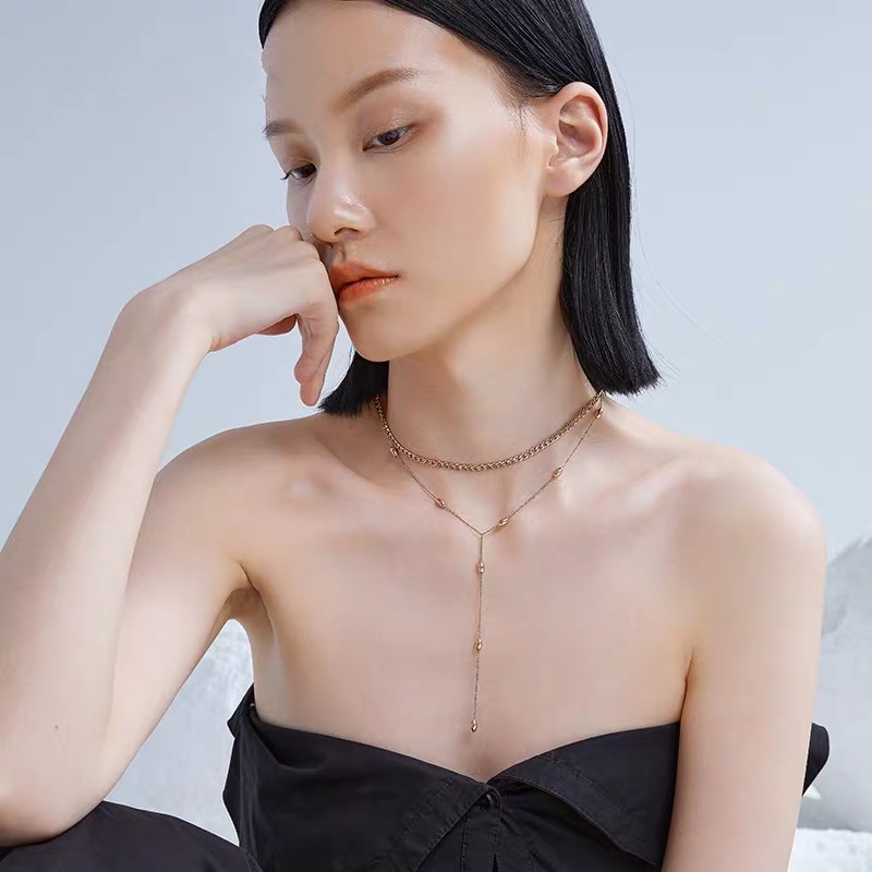 Kalung Rantai Multilayer Model Rumbai Untuk Wanita