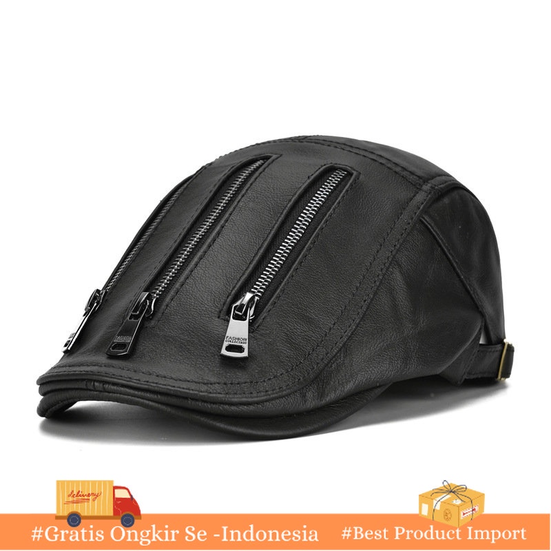 Topi Kulit Pria Asli Kulit Sapi Memuncak Cap Lapisan Pertama Kulit Sapi Kulit Topi  Bahan Kulit  Mem