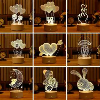 Lampu Hias Akrilik 3D 3000K Warm White Model Tedy Bear / Lampu Acrylic Akrilik Hadiah Kado Gift Hampers Happy Birthday Wisuda Valentine Pernikahan Ultah / Lampu Beruang Dekorasi Rumah / Lampu Hias Lampu Tidur Kamar Led Unik Lucu Aesthetic Estetik Cantik