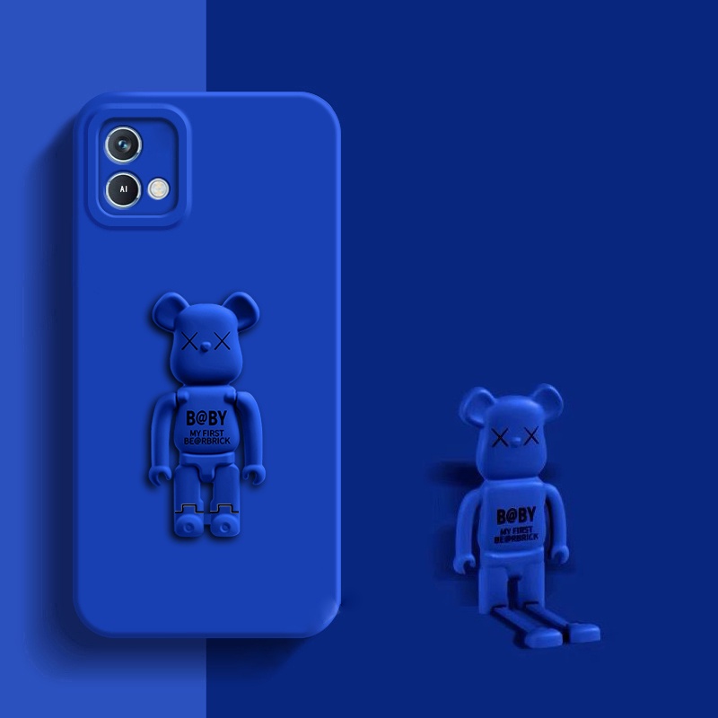 Official Original Holder SoftCase OPPO A15 A15S A16 A16S A54 A55 A53S A56 A54S A52 A72 A92 A35 A3S A7 A5S A12 A12E A1K 4G 5G Casing Bear Stand Silicone Case