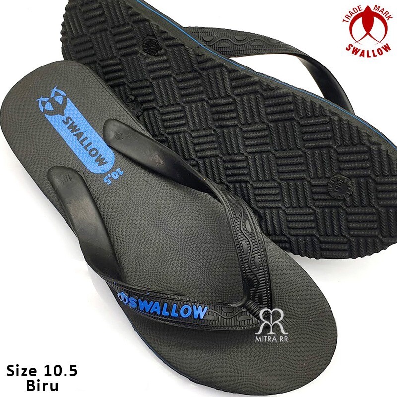 Sandal Jepit Swallow Black Pearl Hitam Sendal Karet Pria Wanita Asli