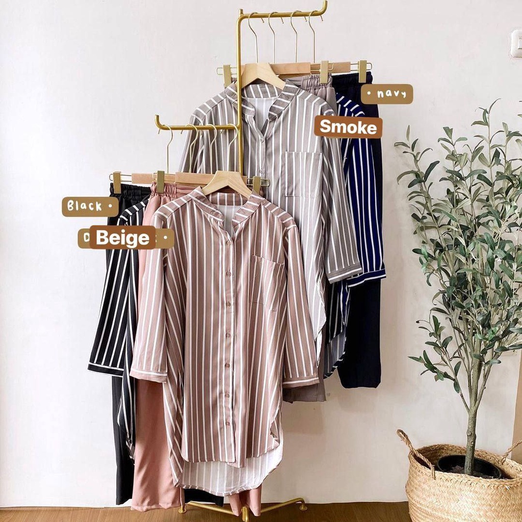 One set lurik syakila premium//One set viral polos lurik premium//One Set Wanda