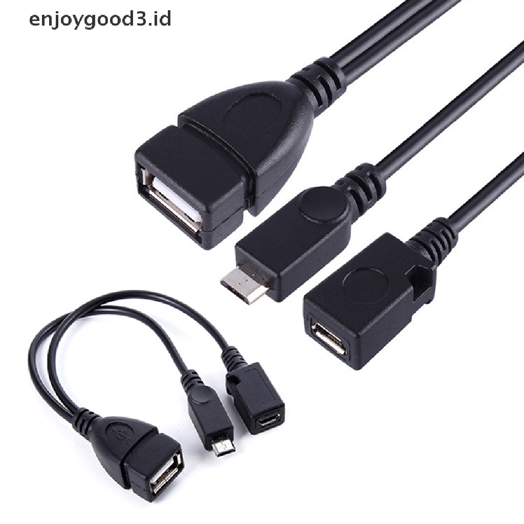 【 Rready Stock 】 1pc 2 In 1 OTG Micro USB Host Power Y Splitter USB Adapter To Micro 5 Pin Male Female Cable （ ID ）