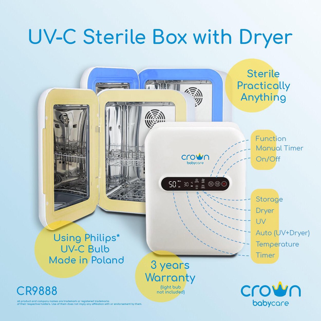 CROWN UV UV-C Steril Box with Dryer CR-9888 Sterilizer UV